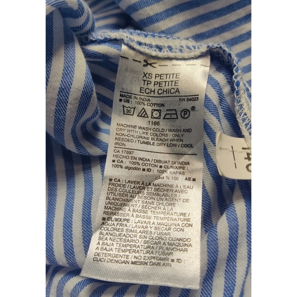 OLD NAVY Relaxed Lightweight Popover Cotton Stripe Size XS Petite V-Neck Henley - Picture 5 of 9